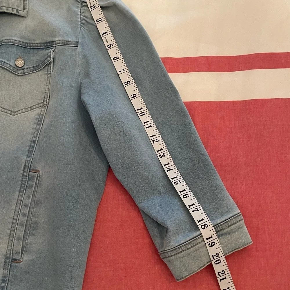NIC+ZOE Denim Jacket 1X Light Blue Stretch Femme Girly Details - Picture 6 of 10